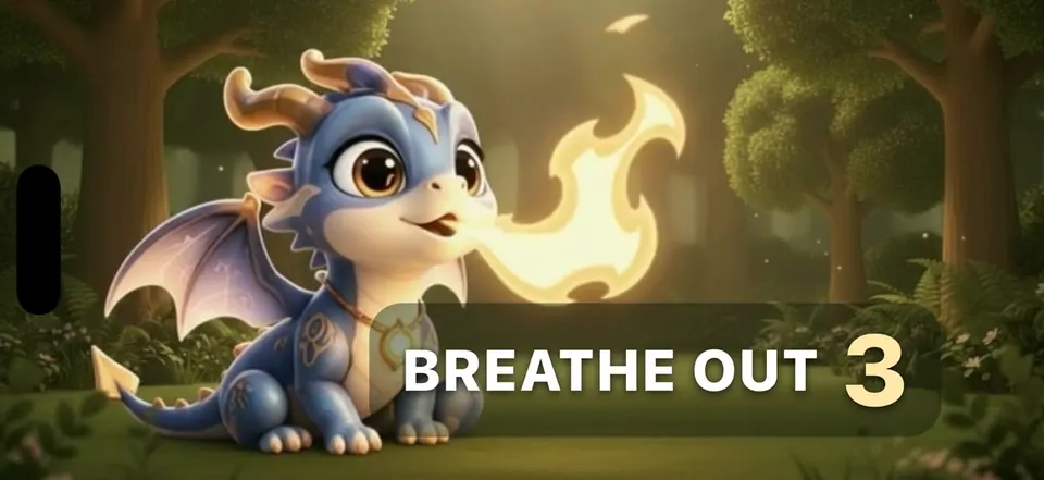 Breathe out: Ignis lets the air go as a golden flame while the count goes down.
